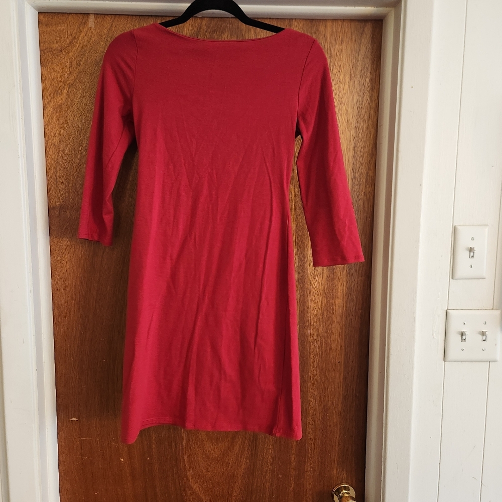 Xhilaration Womens Dress Size Medium Red Scoop Neck Zipper 3/4 Sleeve